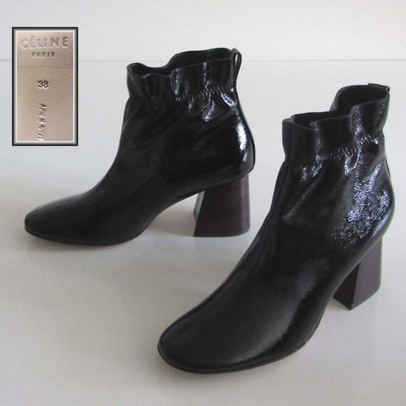 new CELINE Phoebe Philo patent ankle boots 38 8 US Italy - Picture 1 of 9